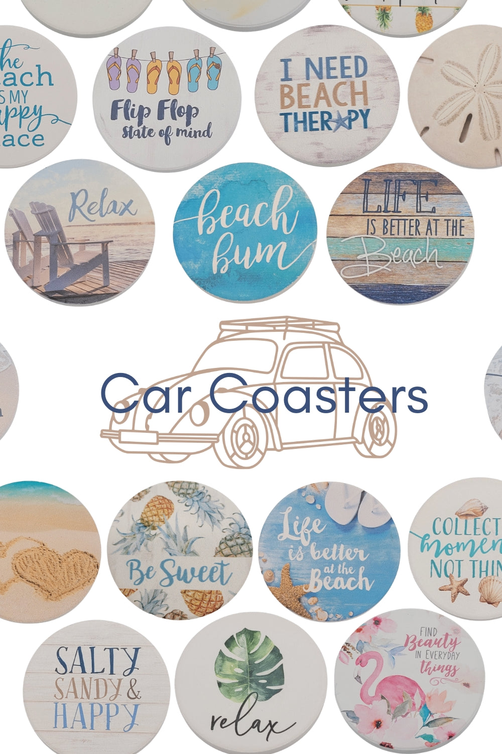 Coastal Car Coasters - Set of 2