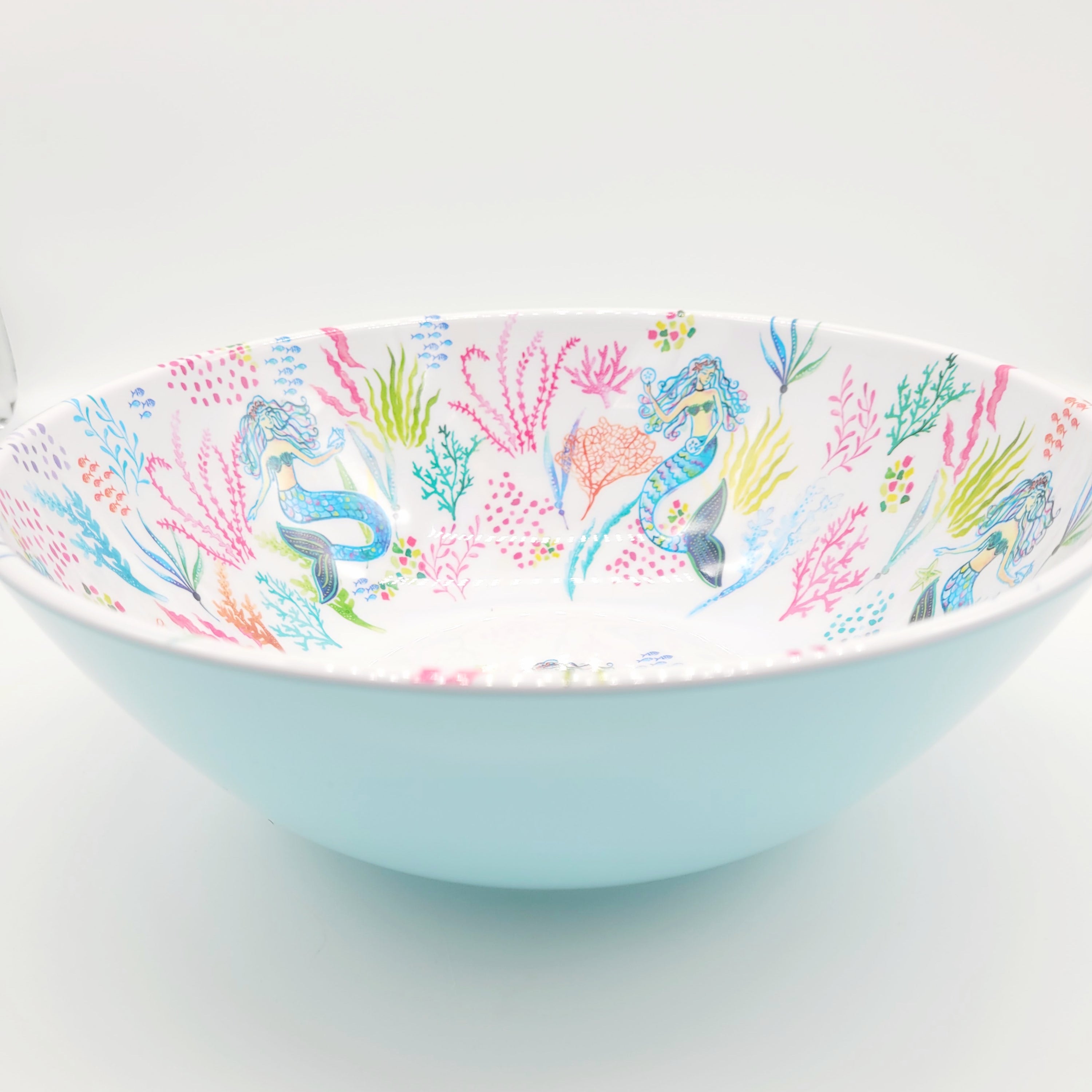 MERMAID GARDEN MELAMINE SERVING BOWL