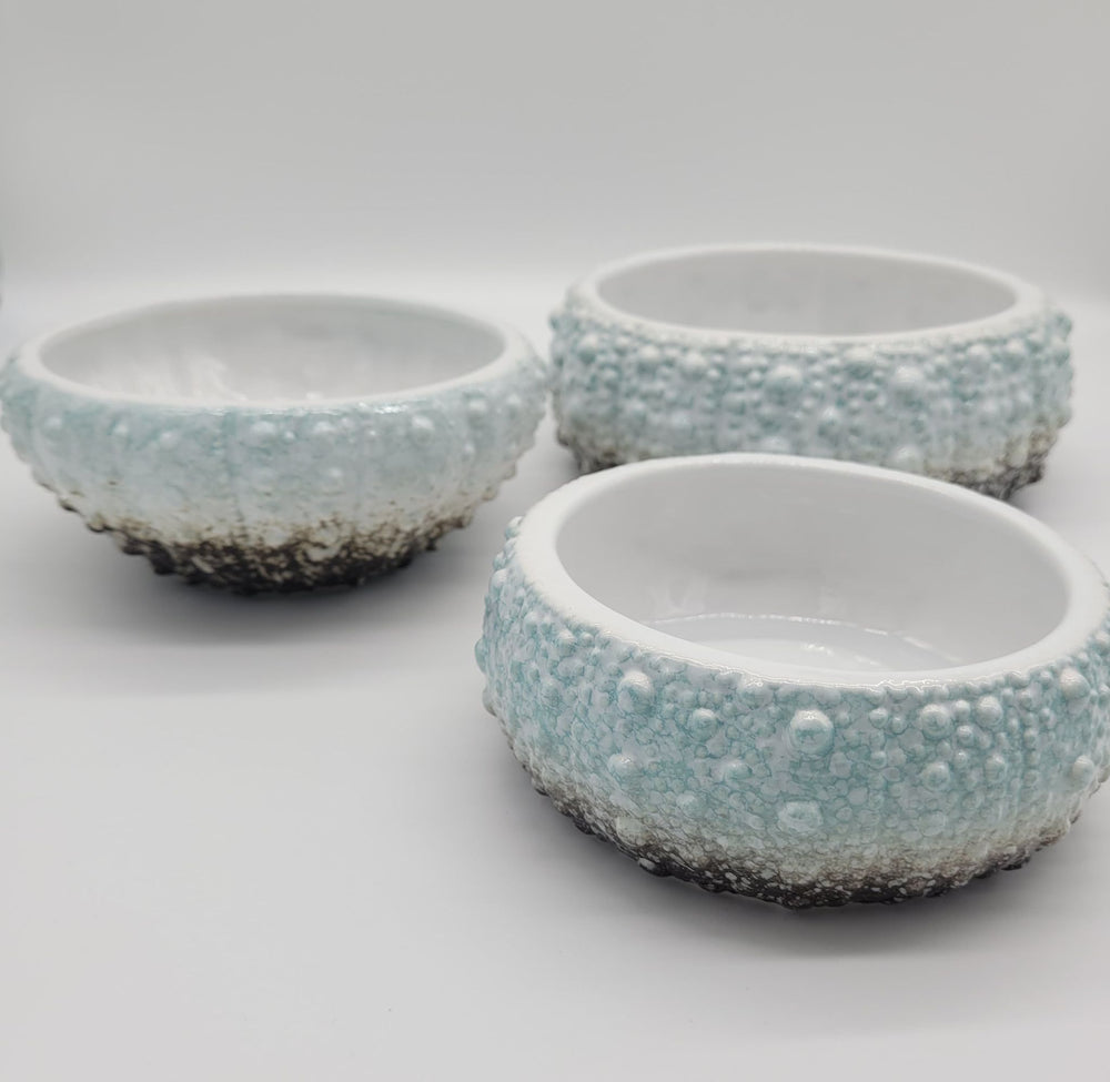 CERAMIC BLUE SEA URCHIN BOWLS