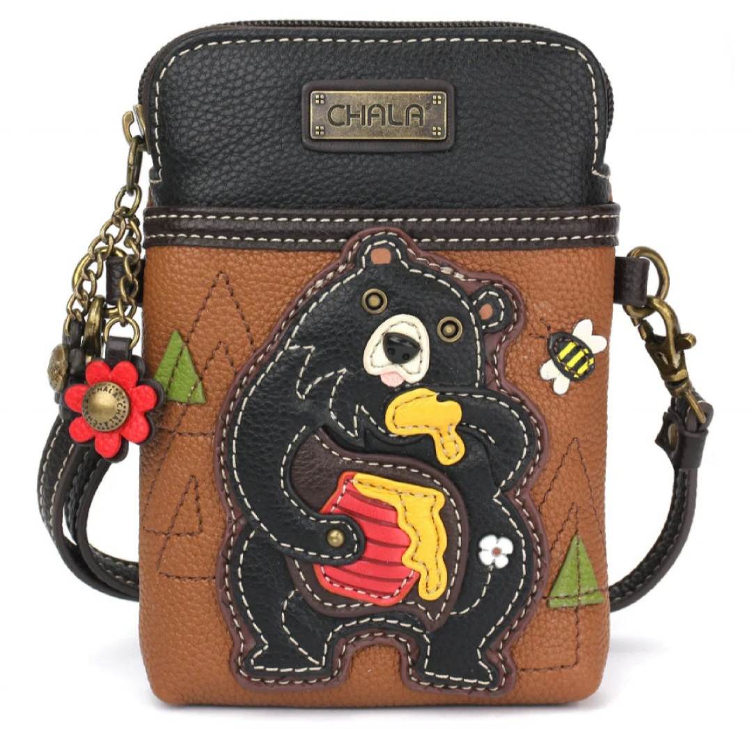 CHALA CELLPHONE CROSSBODY PURSE BLACK BEAR