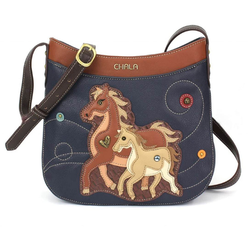 CHALA CRESCENT CROSSBODY PURSE HORSE FAMILY