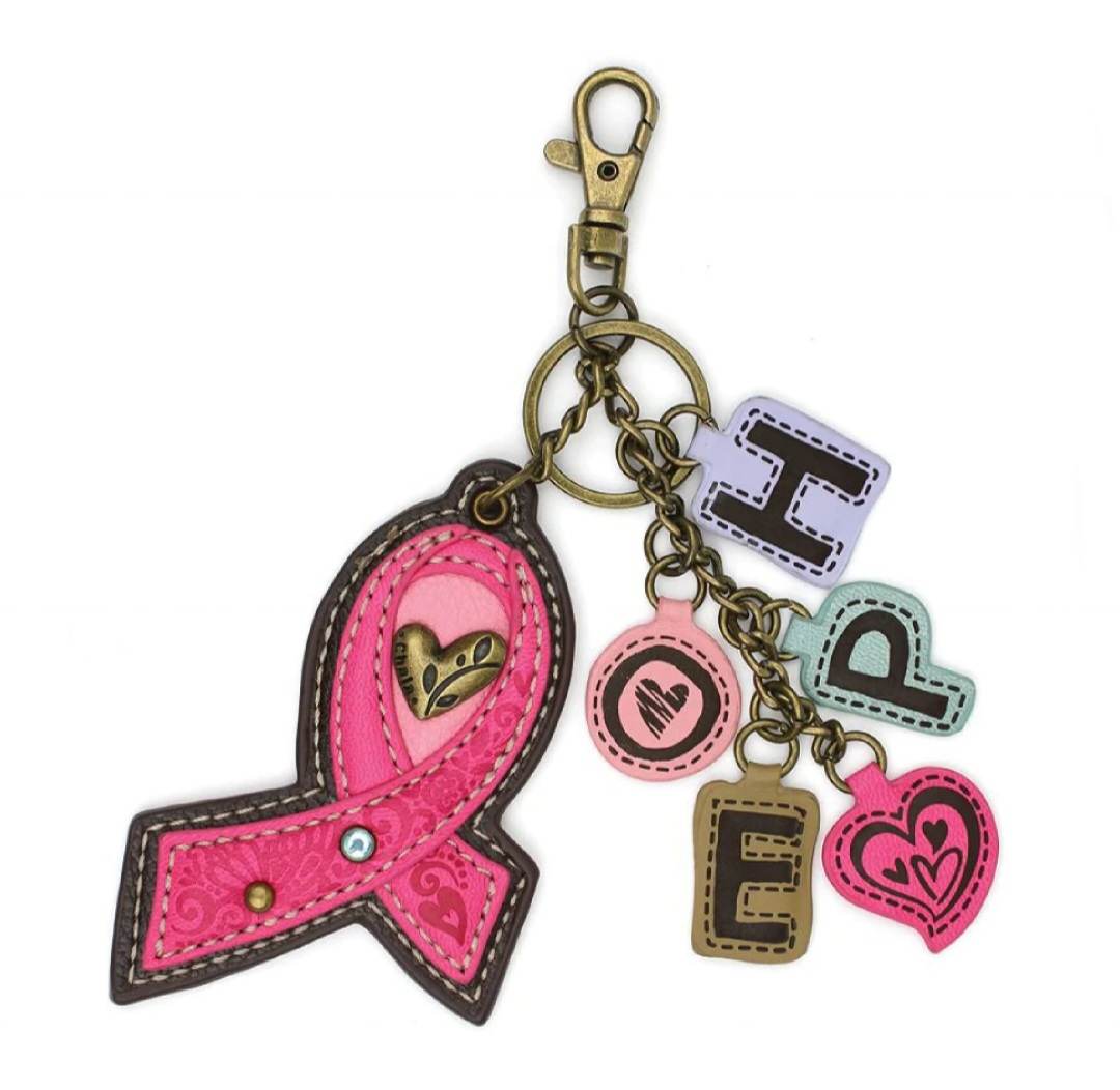 CHALA CHARMING CHARMS KEYCHAIN PINK RIBBON BREAST CANCER AWARENESS