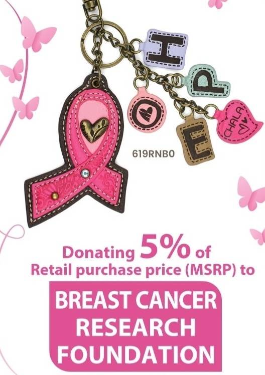 CHALA CHARMING CHARMS KEYCHAIN PINK RIBBON BREAST CANCER AWARENESS