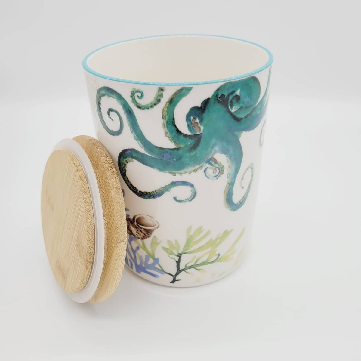 Container Octopus OCTOPUS CERAMIC CONTAINER WITH BAMBOO LID – The Willows Day Spa & Gifts
