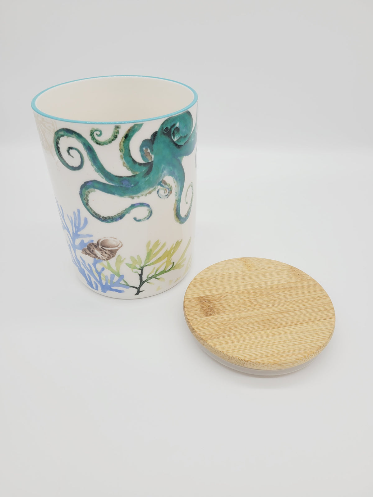 Container Octopus OCTOPUS CERAMIC CONTAINER WITH BAMBOO LID – The Willows Day Spa & Gifts