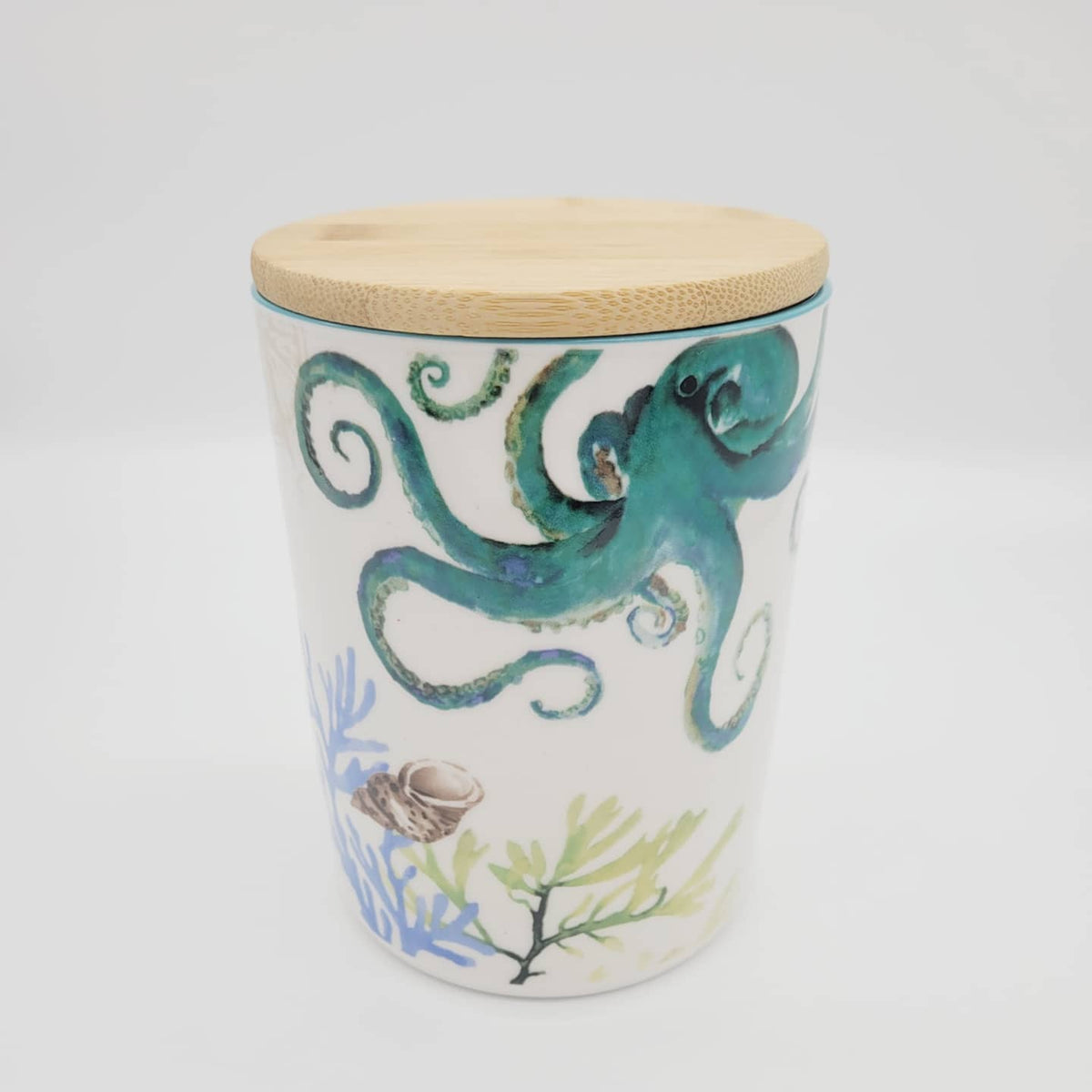 Container Octopus OCTOPUS CERAMIC CONTAINER WITH BAMBOO LID – The Willows Day Spa & Gifts