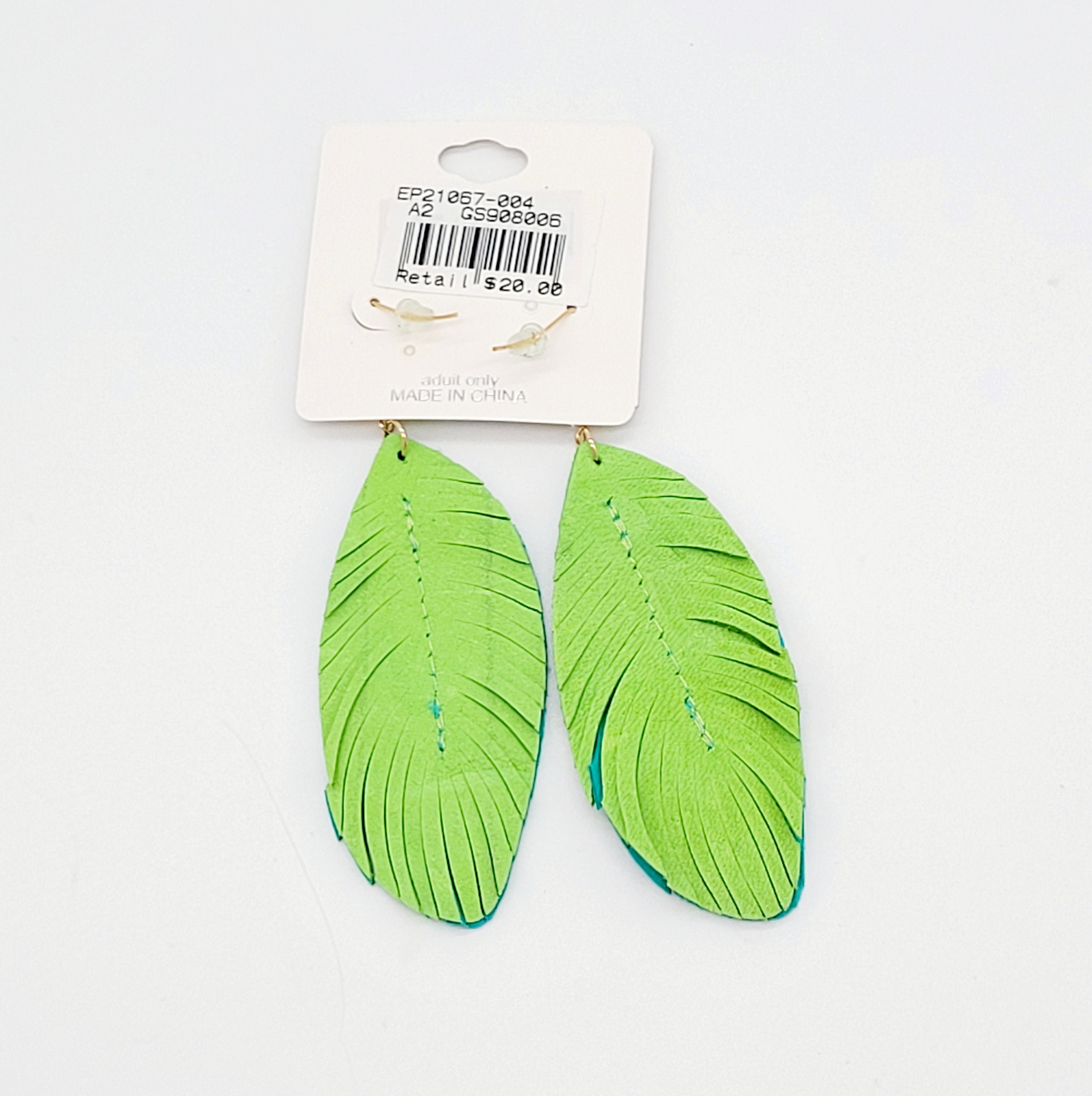 TWO TONE LEATHER FEATHER EARRINGS