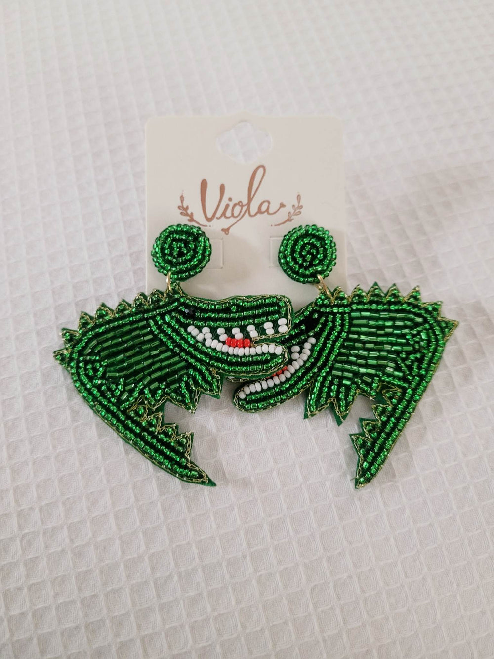 Beaded Alligator Earrings