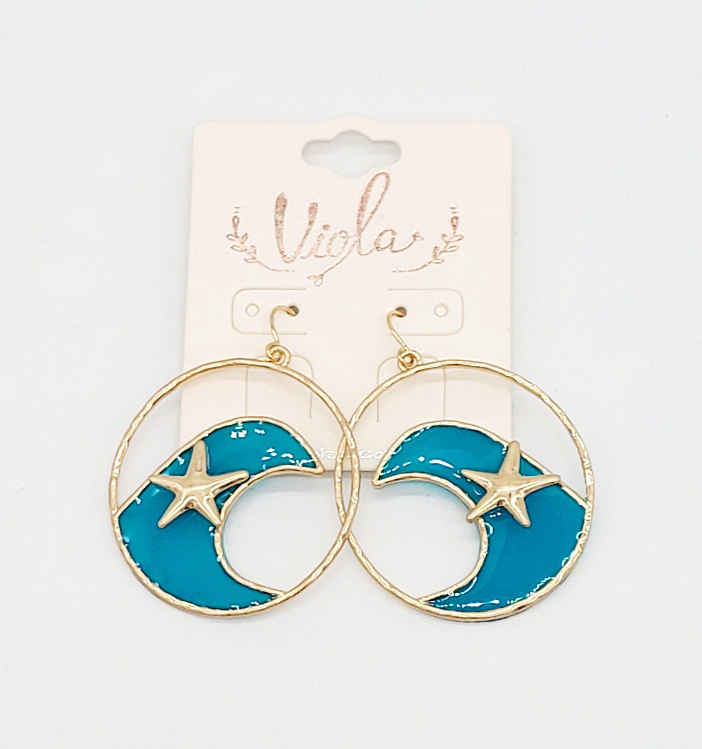 STARFISH AND WAVE CIRCLE EARRINGS