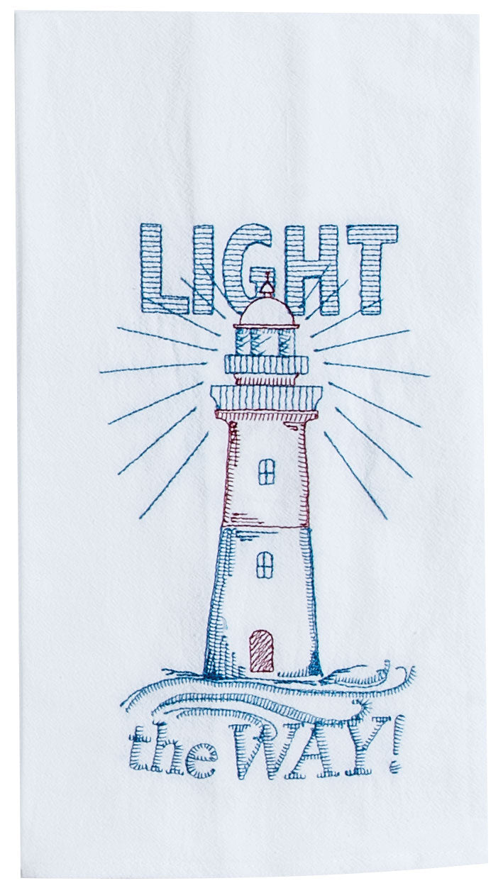 LIGHTHOUSE LIGHT THE WAY COTTON EMBROIDERED FLOUR SACK TOWEL