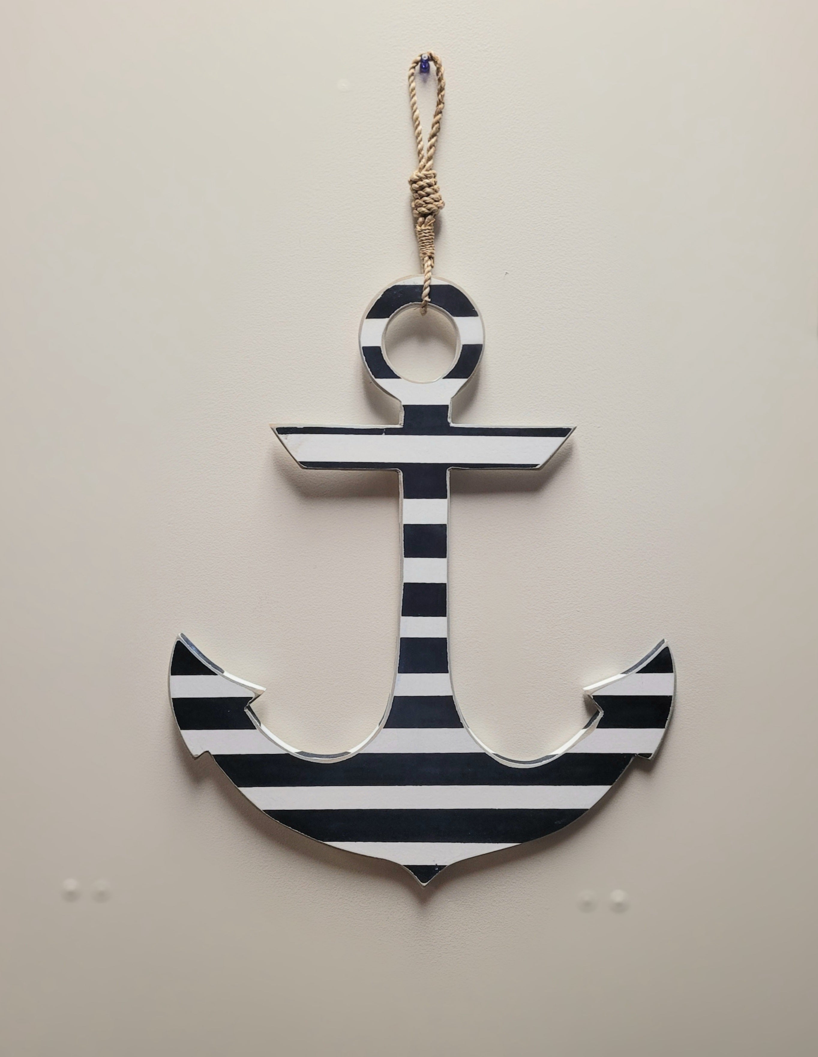 LARGE ANCHOR WHITE AND NAVY STRIPE WITH ROPE