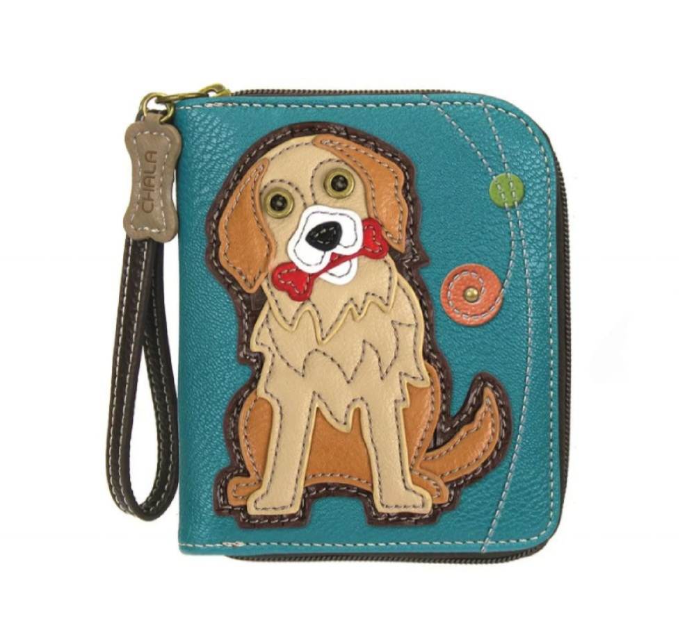 CHALA ZIP AROUND WALLET GOLDEN RETRIEVER DOG