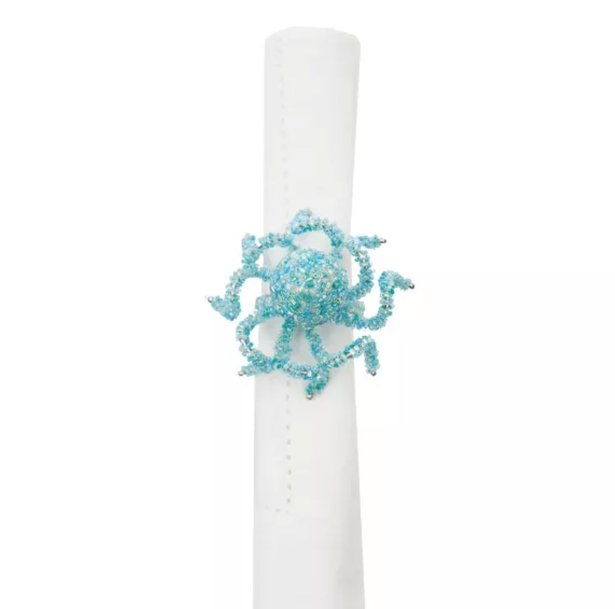 BEADED OCTOPUS NAPKIN RINGS SET OF 6