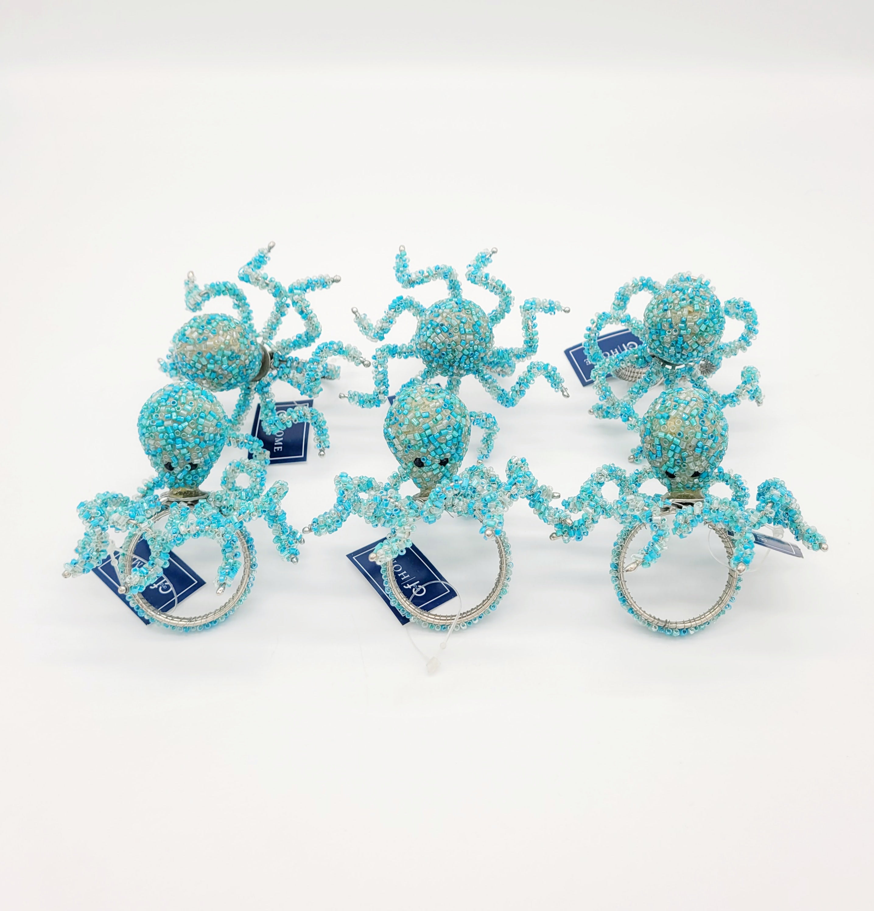 BEADED OCTOPUS NAPKIN RINGS SET OF 6