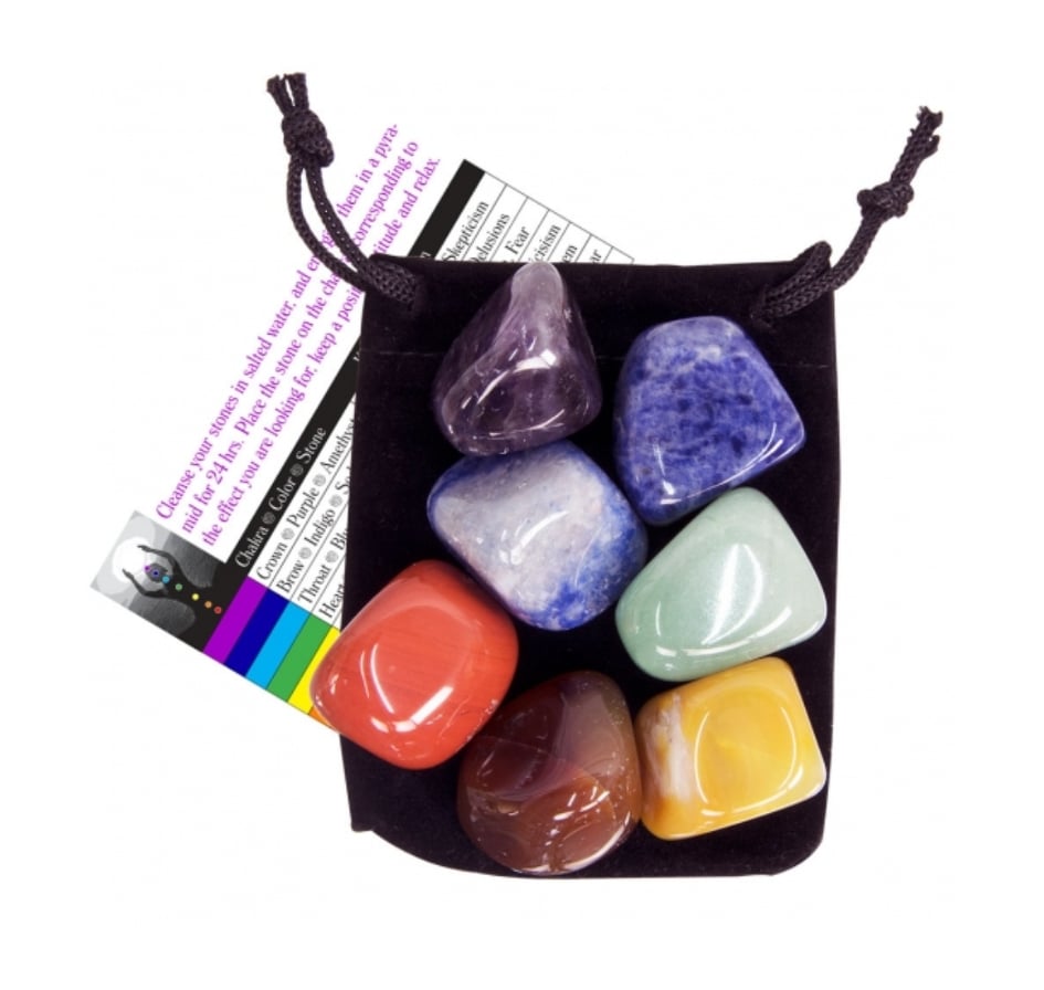 CHAKRA TUMBLED STONE BALANCING KIT WITH VELVET POUCH