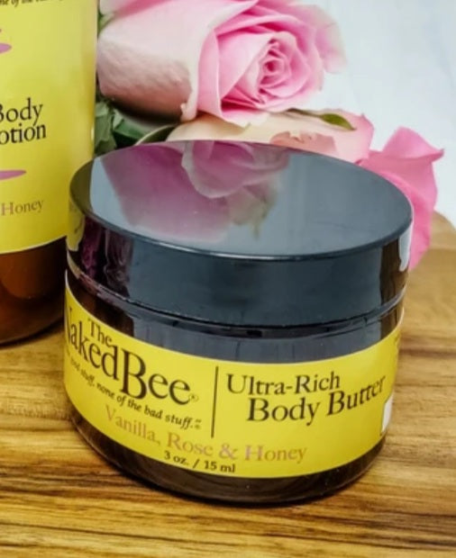 the Naked Bee Vanilla, Rose & Honey Ultra-Rich Body Butter 3oz.