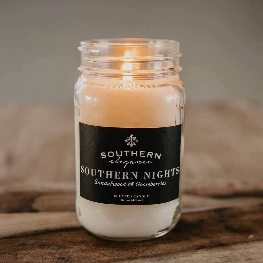 SOUTHERN ELEGANCE 16 OZ MASON JAR CANDLES: Signature scents