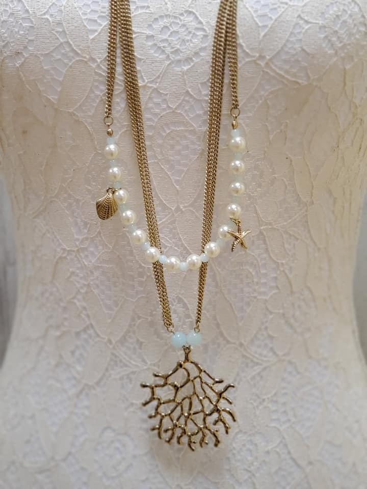 Coral and Pearl Seaside necklace